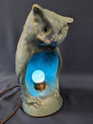 Antique Van Briggle Blue Glaze Owl Desk Lamp