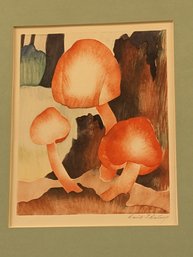 Mushroom Watergraph Art Signed David J. Darling