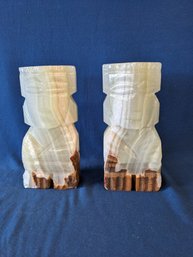 Carved Onyx Figure Bookends