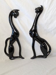 Vintage Mid Century Modern Black Cat Wall Hangers