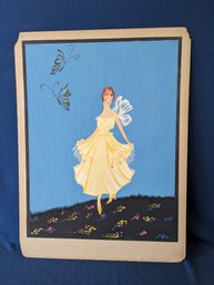 Signed Listed Artist Julia Manley Original Illustration Yellow Fairy Girl