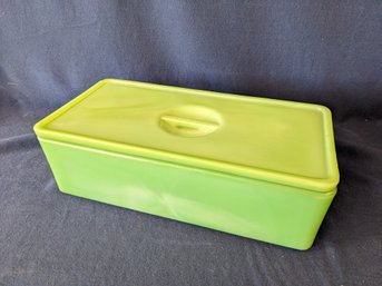 Green Glass (Jadeite?) Refridgerator Dish With Cover