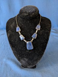 5 Stone Sterling Silver And Lapis Lazuli Necklace