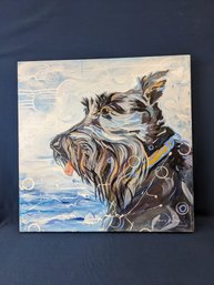 Signed Dorrie Koller Schnauzer Dog Painting On Canvas