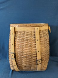 Antique L.L. Bean Woven Pack Basket With Original Label