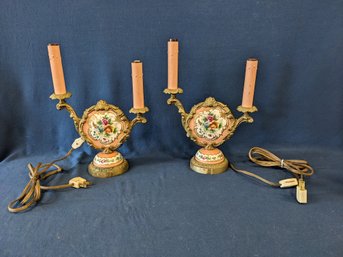 Antique Porcelain (Dresden? Sevres?) Electric Lamps Bedside Lamps