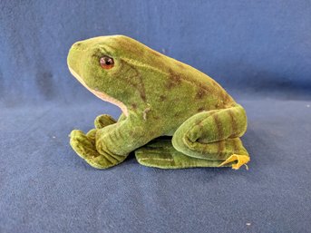 Vintage Velveteen Steiff Frog With Button And Original Tag