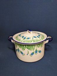 Enamel Made In Poland Huta Silesia Stock Pot With Bluebells