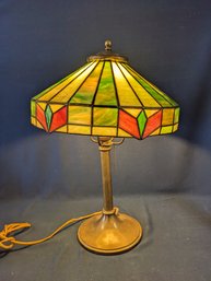 Leaded Glass Brass Base Stained Glass Lamp