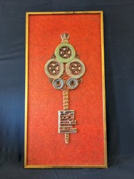 1970s Pottery Sculpture / Wall Art In Key Shape