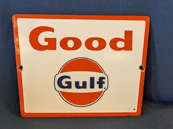 Vintage Porcelain Gulf Gasoline 'Good Gulf' Sign / Pump Plate?
