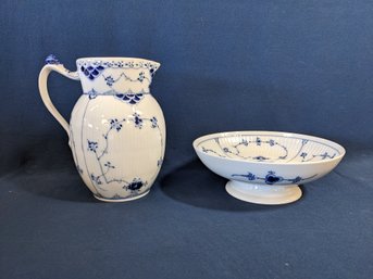Royal Copenhagen Denmark Pitcher And Footed Bowl