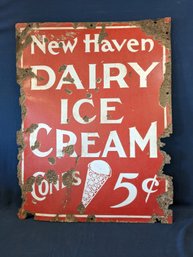 New Haven Dairy Ice Cream Cones Porcelain Sign