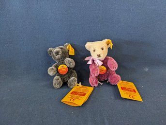 2 Steiff Miniature Teddy Bears With All Tags Original Grey And 'Dolly'
