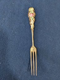 Sterling And Enamel Strawberry Fork
