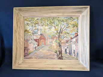 Signed William Campbell Oil On Board Town Landscape Scene