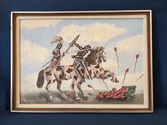 Signed Surrealist Painting By John Pacovsky 'The Crusades'