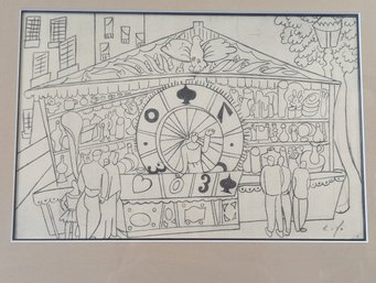 *Need Photo* Pencil / Graphite Drawing Of A Fair Or Carnival Stall