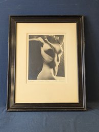 Signed Victor Bonel 'Seated Torso' Nude Black And White Photograph