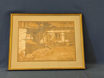 Signed 1907 Oscar Matysek Sketch In Graphite And White Paint Or Crayon