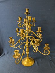 Ornate Brass Candelabra With 17 Candle Holders