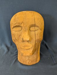 Hand Carved Wood Head Sculpture