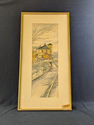 Canaan Station Watercolor Painting Signed M Davis