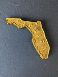 Brass Tone Florida State Outline Paperweight