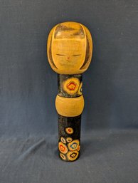 Japanese Wood  Carved And Painted Kokeshi Doll - Signed