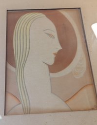 Vintage 1935 Print Of Elongated Female Face In The Style Of Modigliani