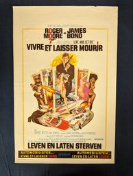 Vintage 1973 Belgian 007 / James Bond Live And Let Die Movie Poster (Vivre Et Laisser Mourir)