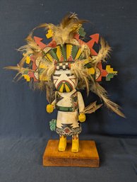 Handmade Kachina Doll With Feathers