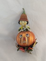 Vintage Style D. Blumchen & Company Witch About To Carve A Pumpkin Glass Ornament