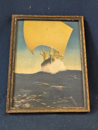 Antique Maxfield Parrish Print 'The Pirate Ship' Or 'Prince Codadad'