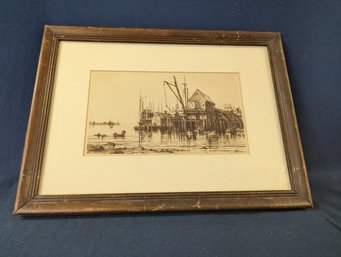 Charles Adams Platt Etching 'Old Boat House, Gloucester'