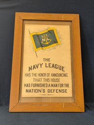 Vintage WW2 The Navy League House Sign Active Military