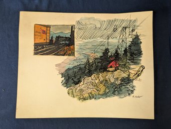 R. Keedy Signed Original Sketches (Edwin R. Keedy?)