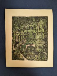 Connecticut Artist Maryellen Shafer Intaglio Print In Greens