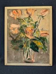 *NEED SIZE* Original Art Modernist Pink Roses Painting On Board