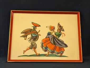 American / Argentinian Artist Ada Peacock Original Watercolor Painting 'Bailando La Huayna'