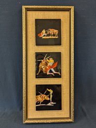 Mid Century Modern Three Tile Framed Art