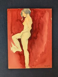 Signed Wayne Hitchcock 1975 Nude Watercolor Illustration