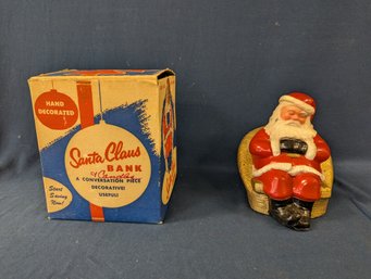 Vintage Sleeping Santa Metal Bank By Banthrico For First National Bank Of Meadville