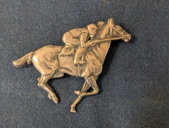 Stamped 'Sterling' Horse And Jockey Pin / Brooch