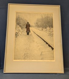 Richard James Doyle Pencil Signed Lithograph 'Deep In December'