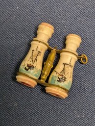 Miniature Pair Of Painted Binoculars Jewel Pendant Charm With Bathing Beauty Image