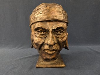 Indigenous Person Bronze Head Sculpture