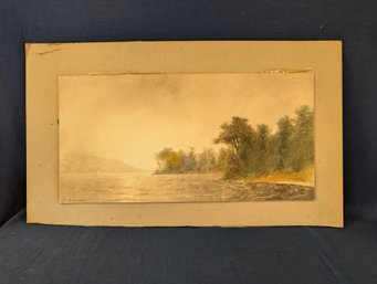 C. D. Wader (Charles Dickens Wader) Watercolor Shoreline Landscape Painting