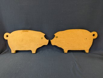 Two Pig Shaped Wood Cutting Boards