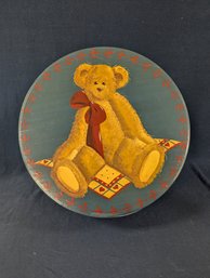 Signed Artist Painted Pantry Box With Teddy Bear Decoration